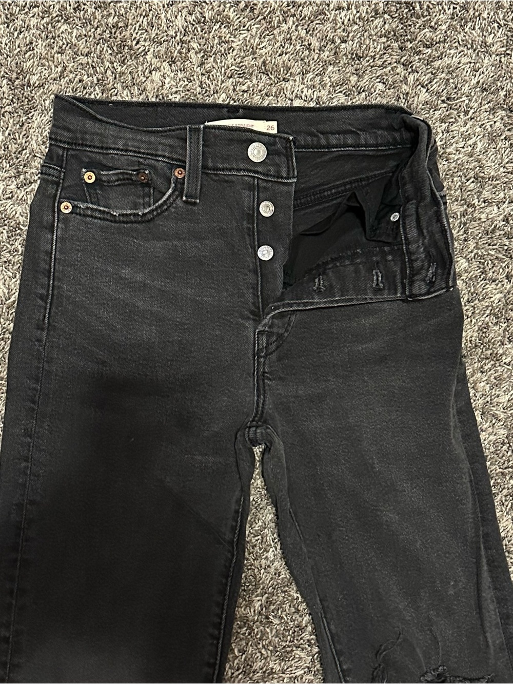Levi's Black Straight Leg Jeans - Picture 4 of 11